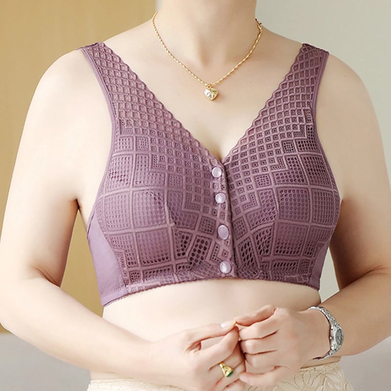 🔥 Plus Size Cotton Front Button Bra