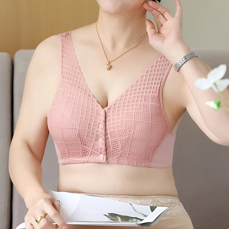 🔥 Plus Size Cotton Front Button Bra